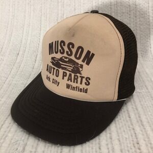 Musson Auto Parts‎ Trucker Hat Tan Brown Adjustable Snapback Cap